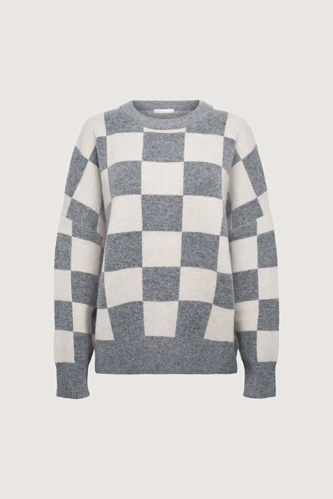 CHECKERED CREWNECK SWEATER