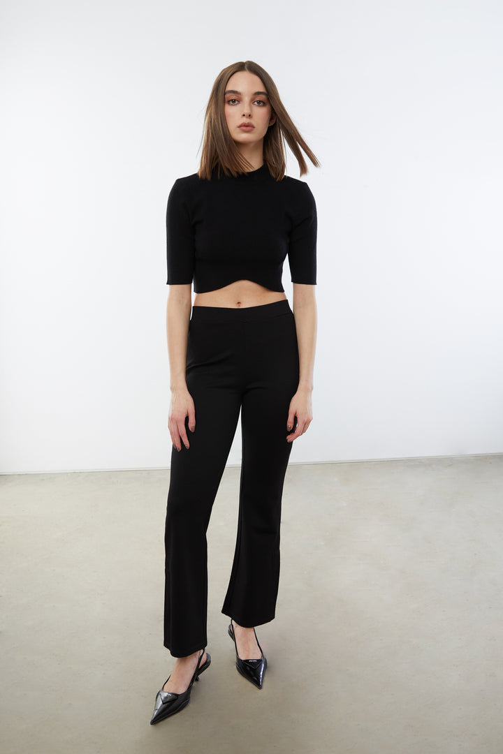 CROPPED MOCKNECK SWEATER in Black — alternate angle