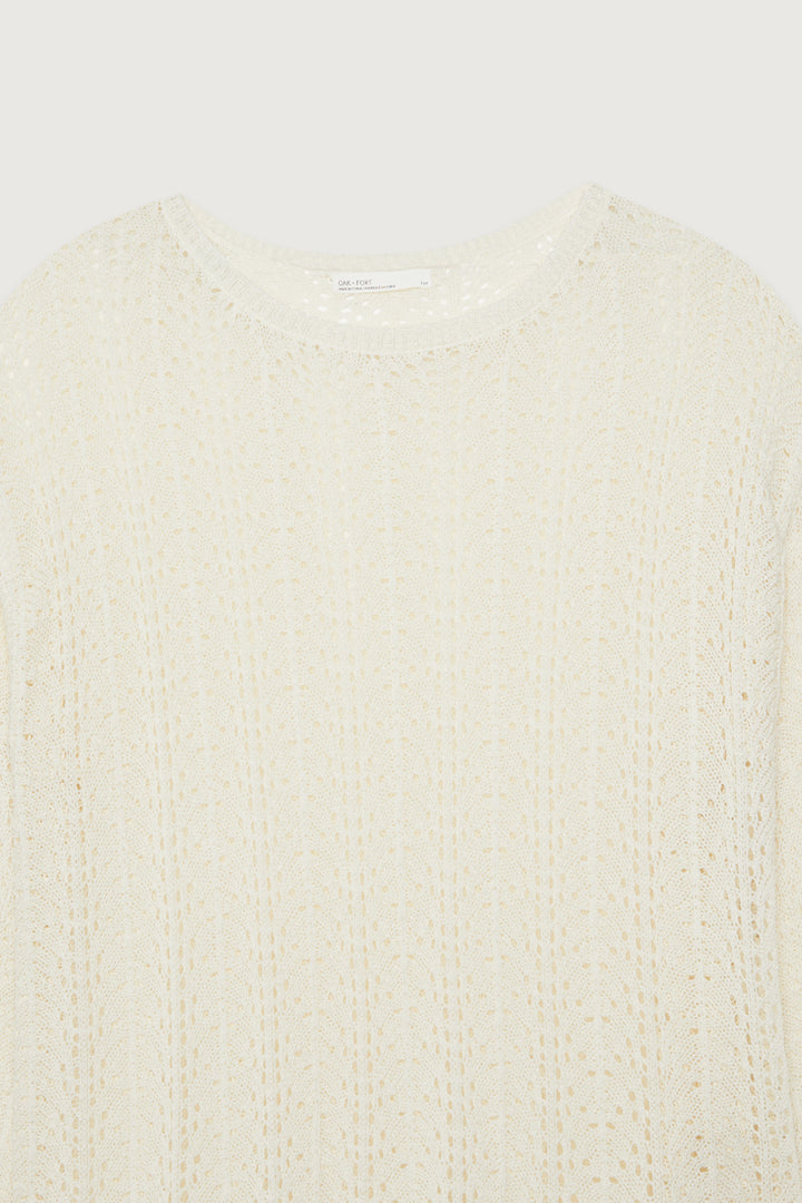CROCHET SWEATER in Cream — alternate angle