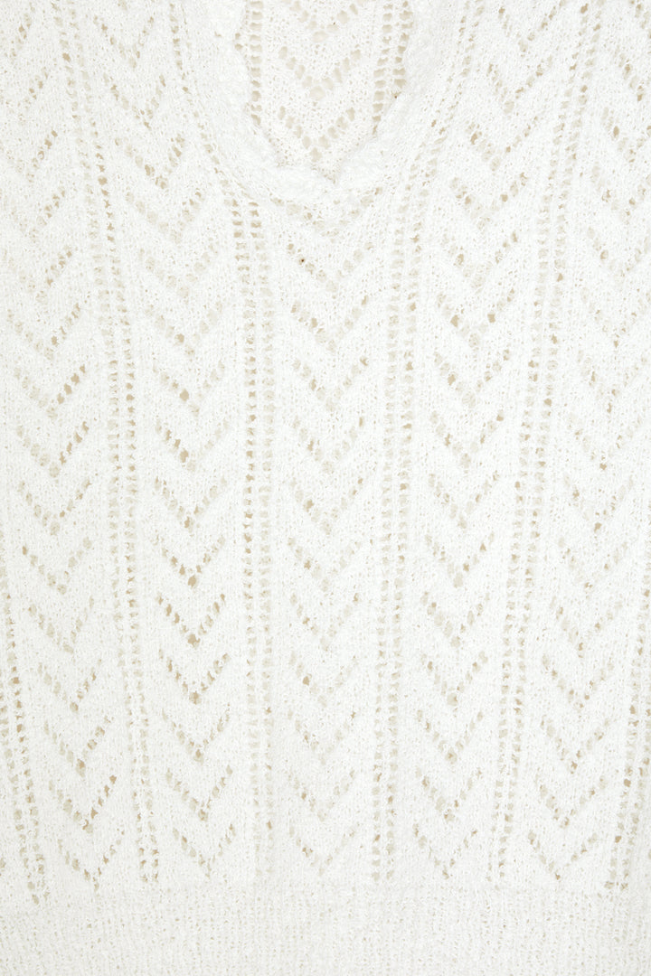 POINTELLE KNIT CROPPED TOP in Cream — alternate angle