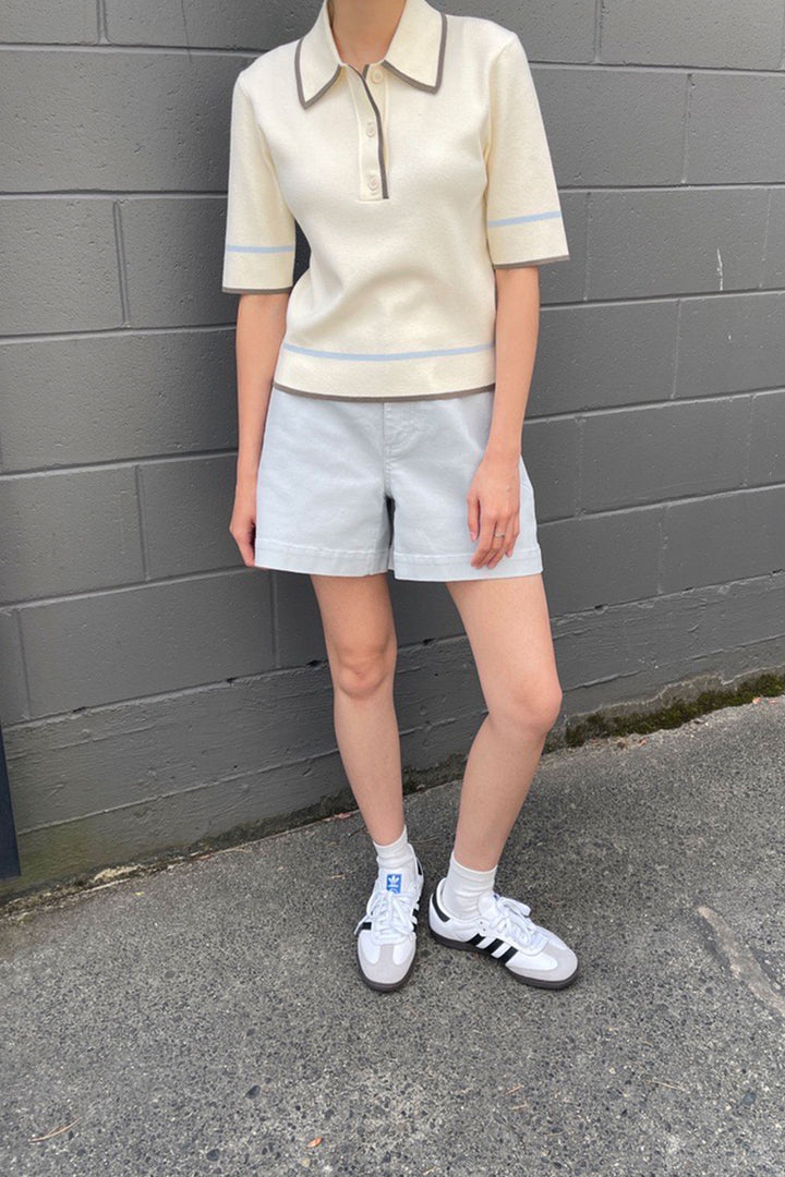 POLO SWEATER in Cream Light Sky — alternate angle