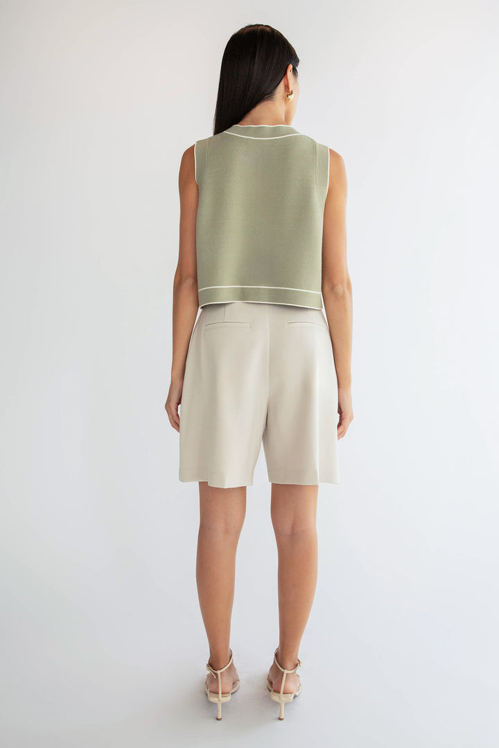 BUTTON UP SWEATER VEST in Tea Cream — alternate angle