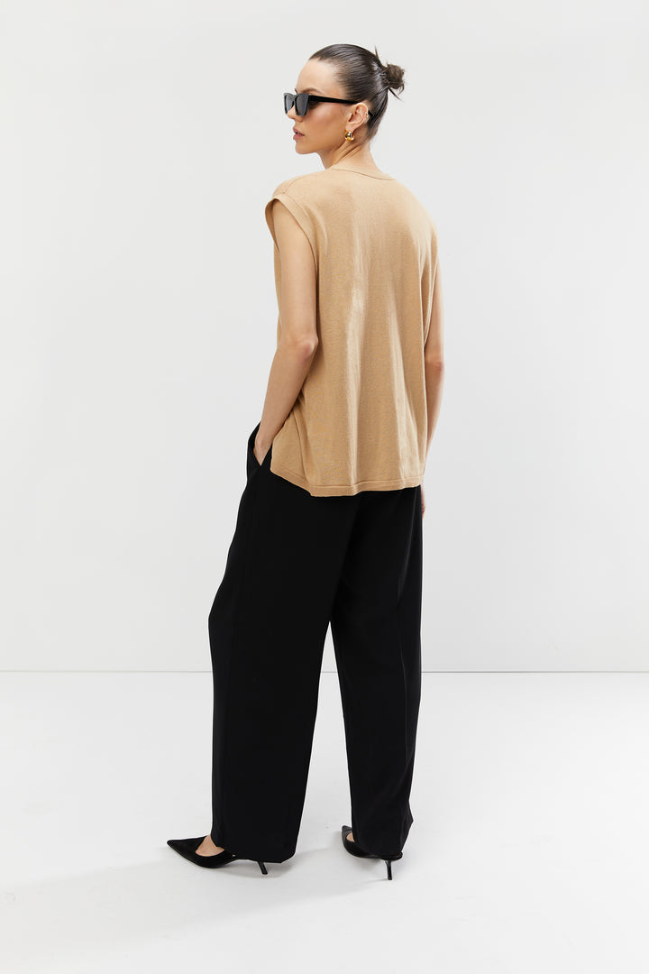 RELAXED FIT VEST in WARM SAND — alternate angle