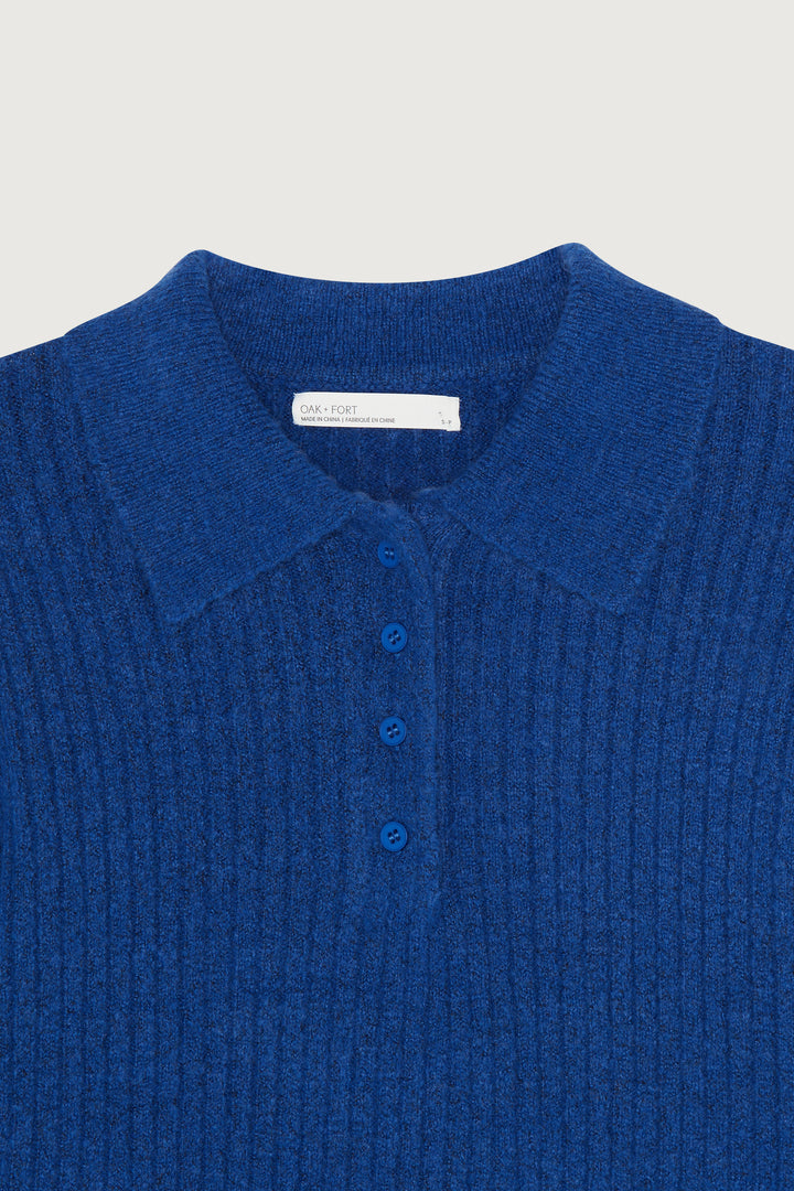 COLLARED POLO SWEATER in True Blue — alternate angle