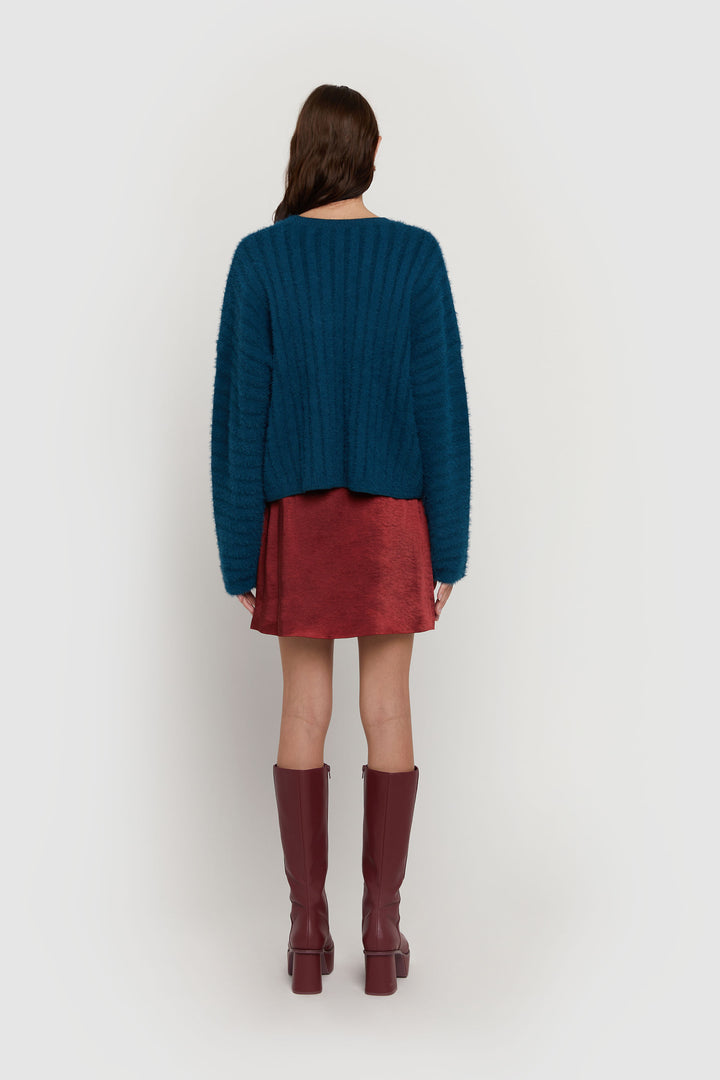FUZZY RIBBED SWEATER in Legion Blue — alternate angle