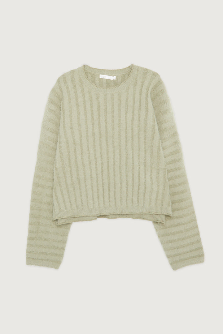 FUZZY RIBBED SWEATER in Seagrass — alternate angle