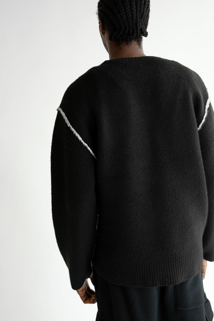 CONTRAST TRIM SWEATER in Black Pelican — alternate angle