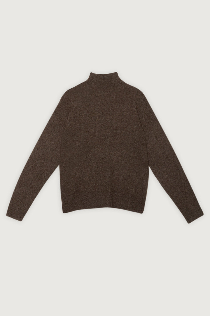 100% CASHMERE TURTLENECK SWEATER in Turkish Coffee — alternate angle