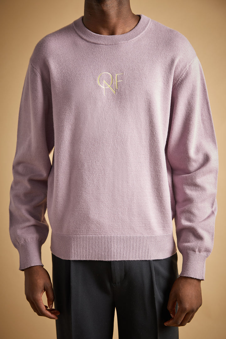EMBROIDERED LOGO SWEATER in Taro Purple — alternate angle