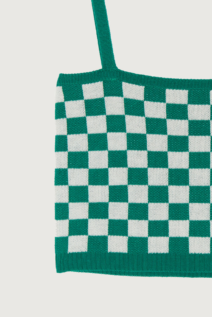 CHECKERED CROPPED TANK in Green Checker — alternate angle