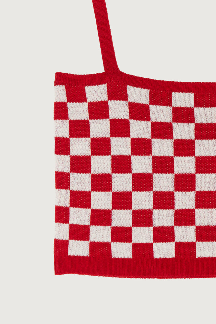 CHECKERED CROPPED TANK in Red Checker — alternate angle