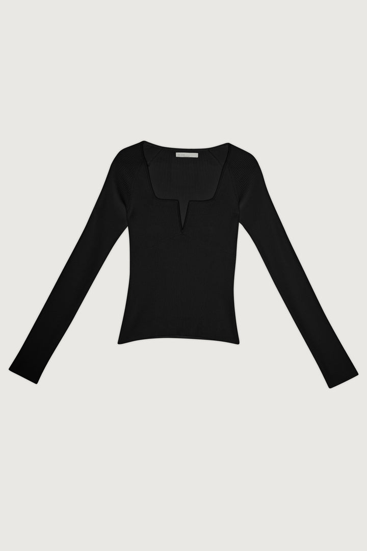 SQUARE NECK SWEATER in Black — alternate angle
