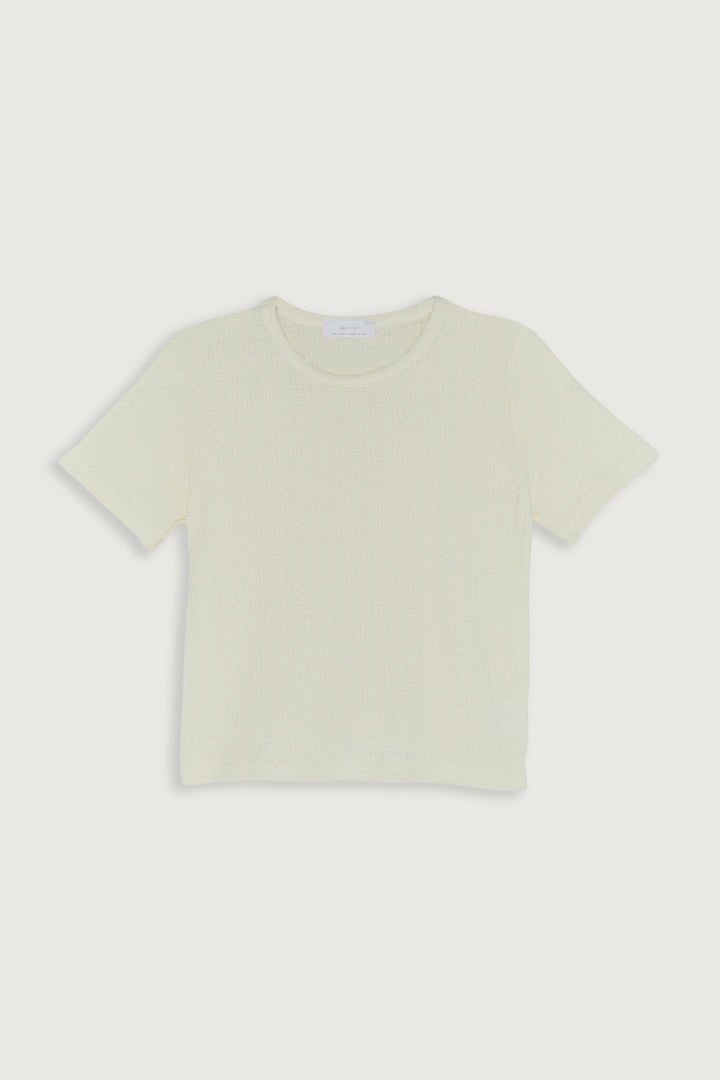 KNIT CROPPED TEE in Cream — alternate angle