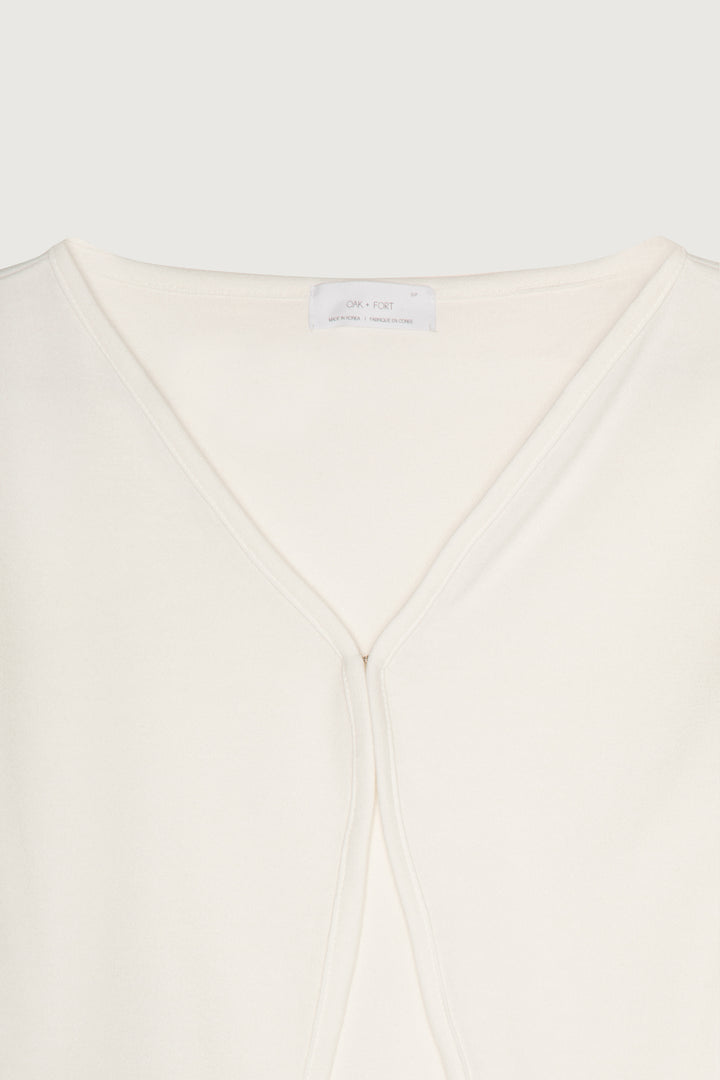 HOOK CLOSURE CROPPED TEE in White — alternate angle