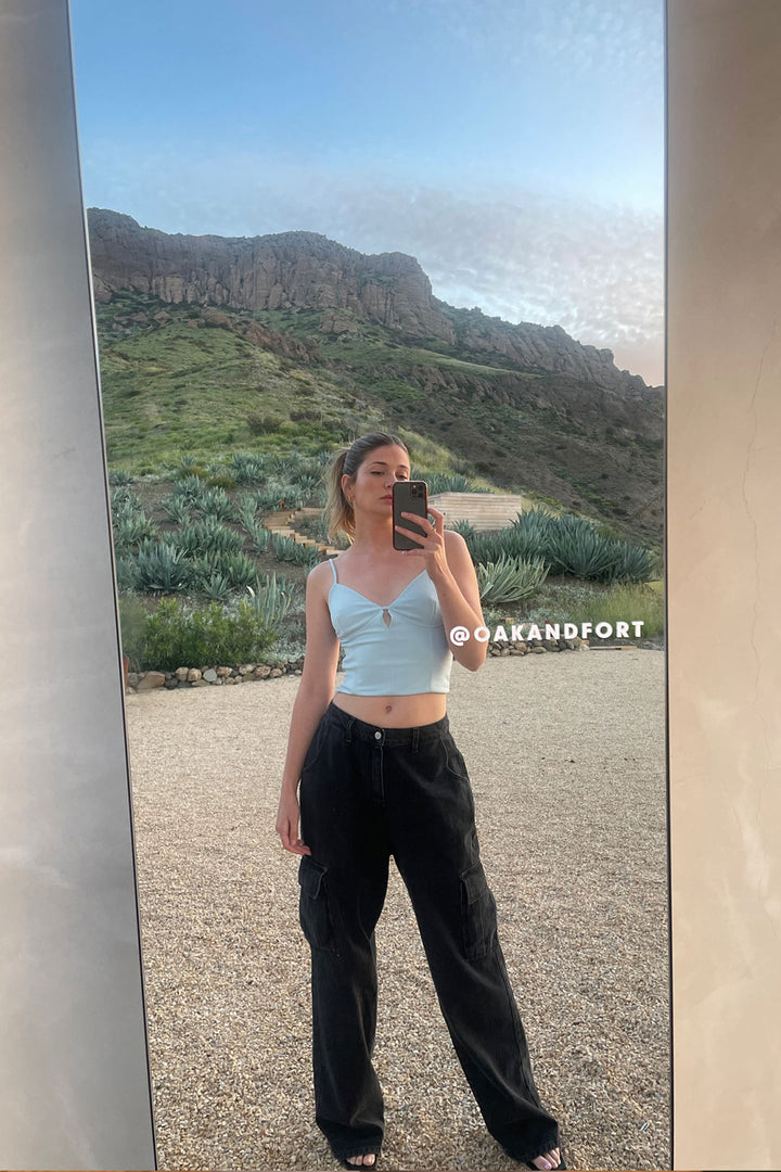 CORSET TANK in Light Sky — alternate angle