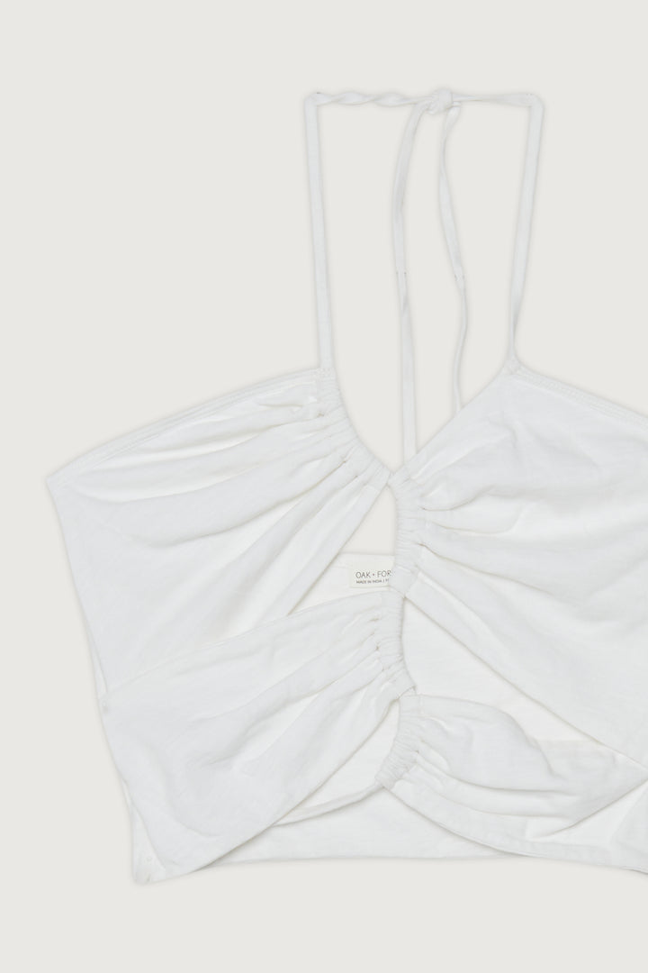 CUTOUT HALTER TOP in Cream — alternate angle