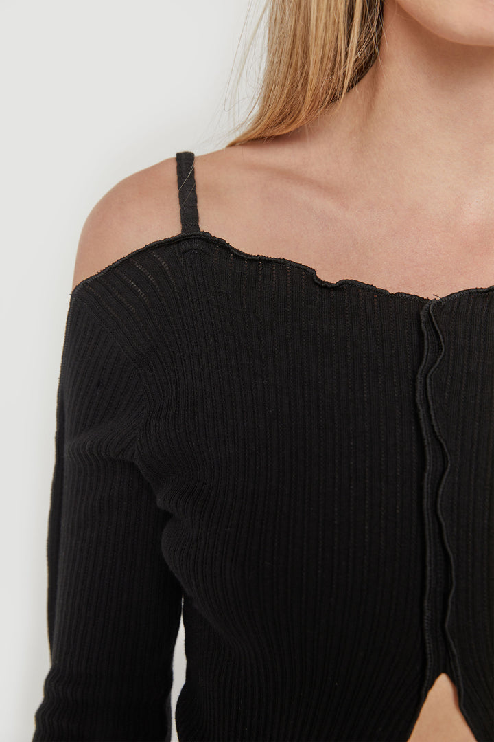 OFF-SHOULDER TOP in Black — alternate angle