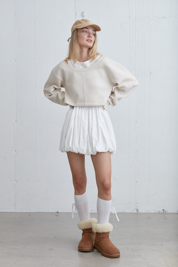 CROPPED CREWNECK SWEATSHIRT in Birch — alternate angle