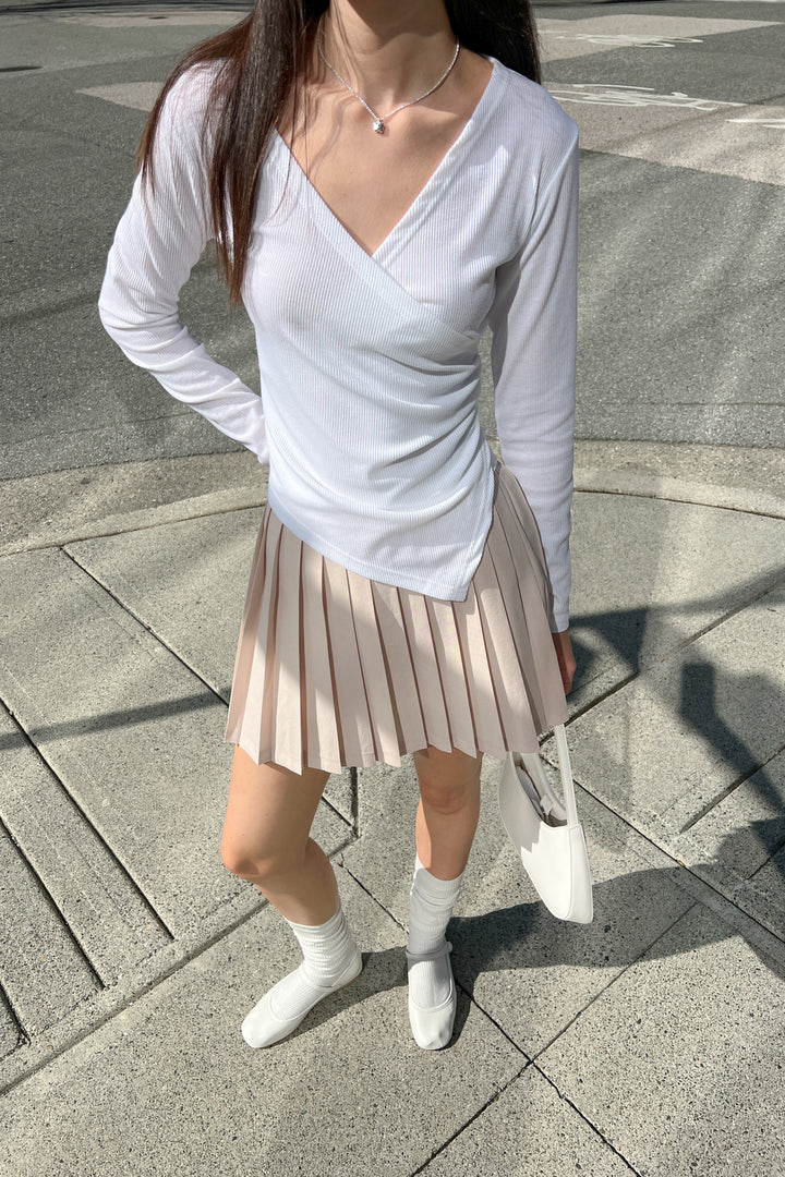 WRAP LONG SLEEVE TOP in White — alternate angle