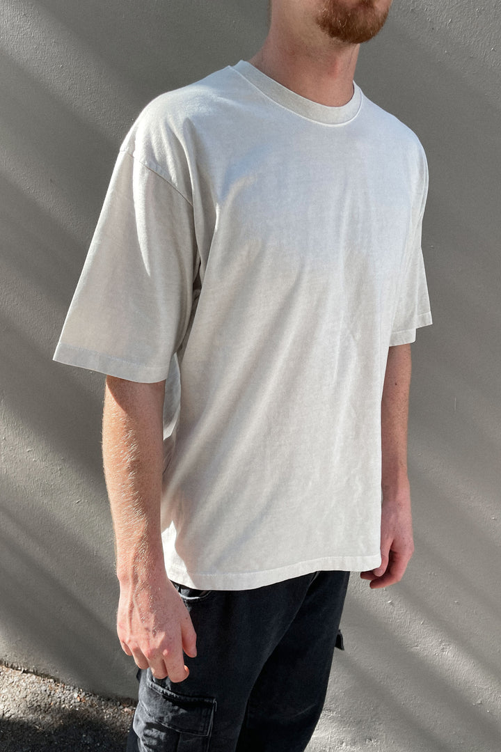 ROUND NECK BASIC TEE in Ivory — alternate angle
