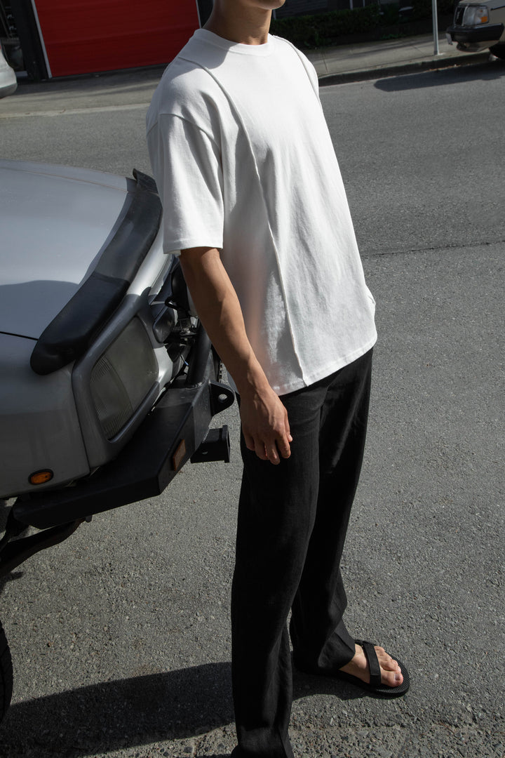ROUND NECK OVERSIZED TEE in White — alternate angle