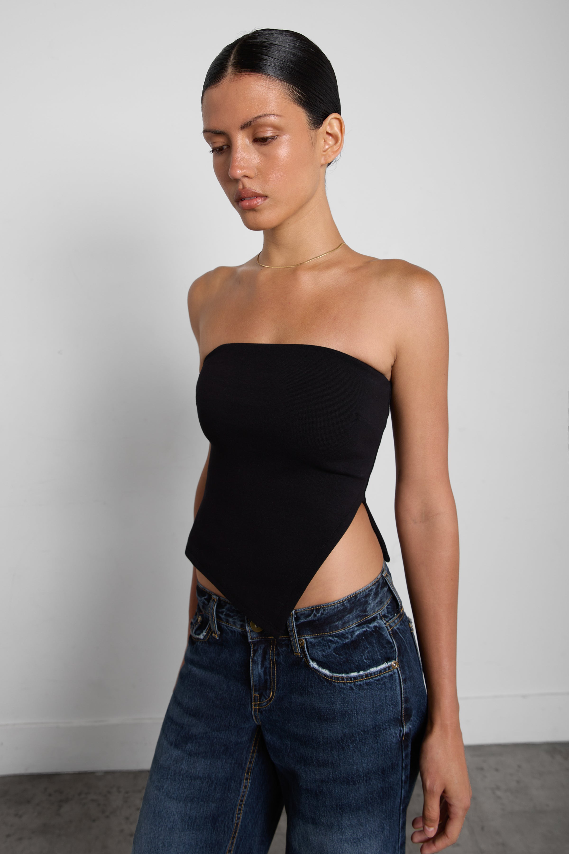Cropped Tube Top with Side Slit | OAK + FORT – OAK + FORT USA