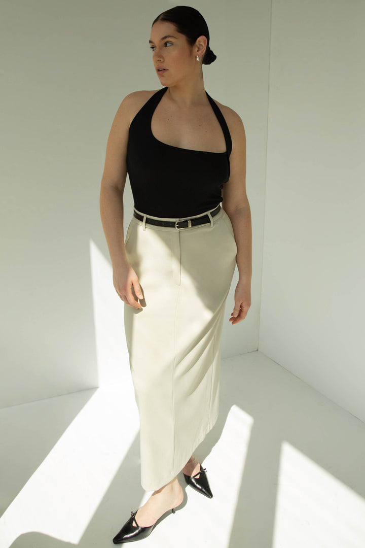 RIBBED HALTER TANK in Black — alternate angle