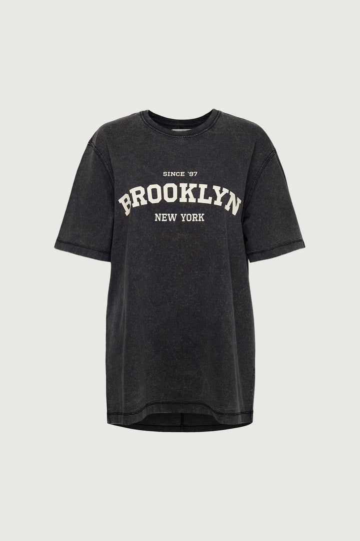 OVERSIZED GRAPHIC 'BROOKLYN' T-SHIRT in GD Black — alternate angle