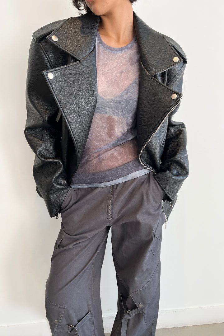 GRADIENT SHEER TOP in Charcoal — alternate angle