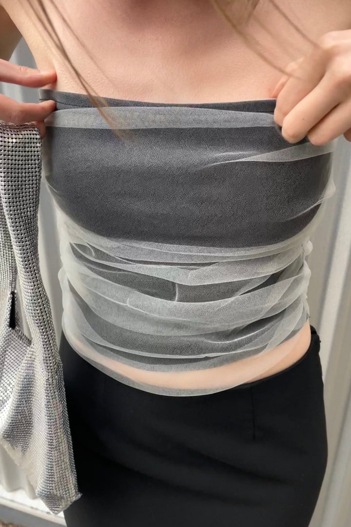 TUBE TOP WITH GATHER in Black — alternate angle