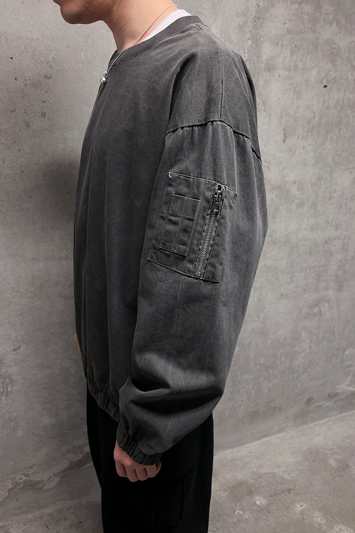TWILL BLEND CREWNECK in Charcoal — alternate angle