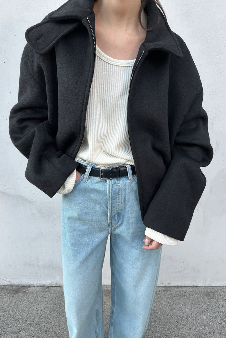 OVERSIZED RIBBED TOP in Ivory — alternate angle