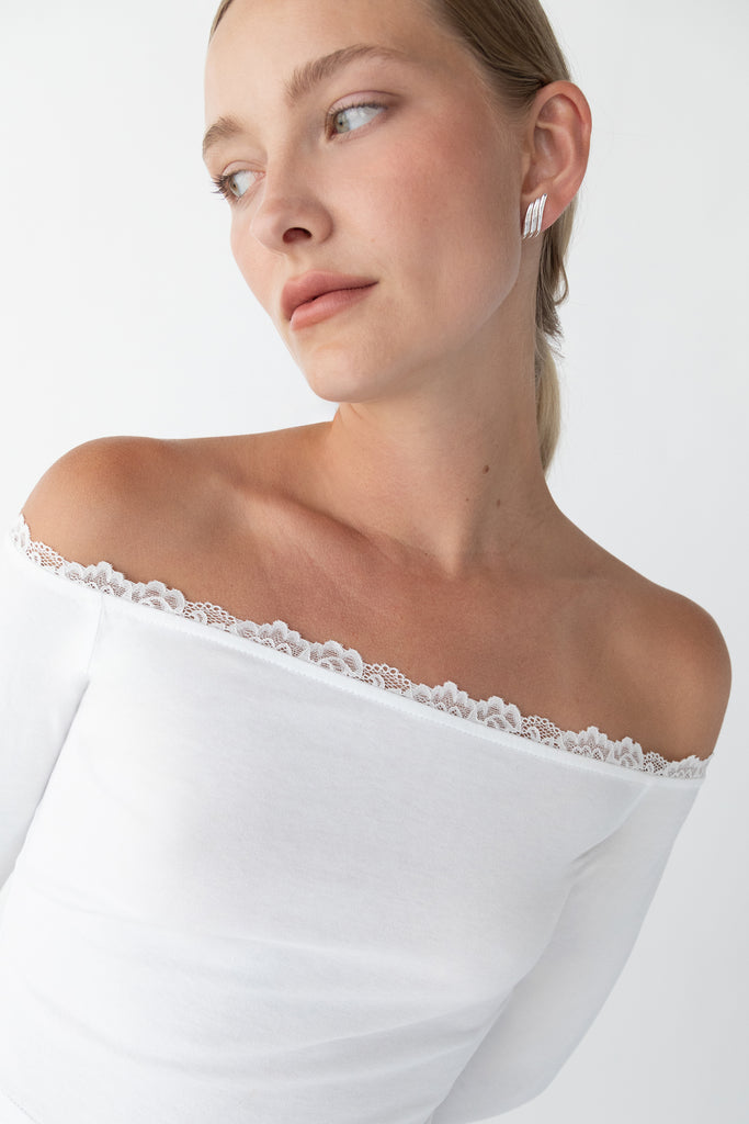 Cropped Off The Shoulder Top with Lace Trim | OAK + FORT – OAK +