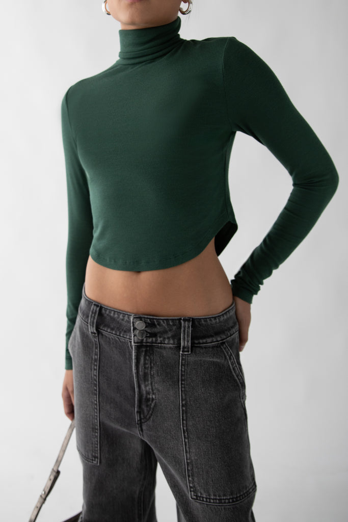 Cropped Turtleneck Top | OAK + FORT – OAK + FORT USA