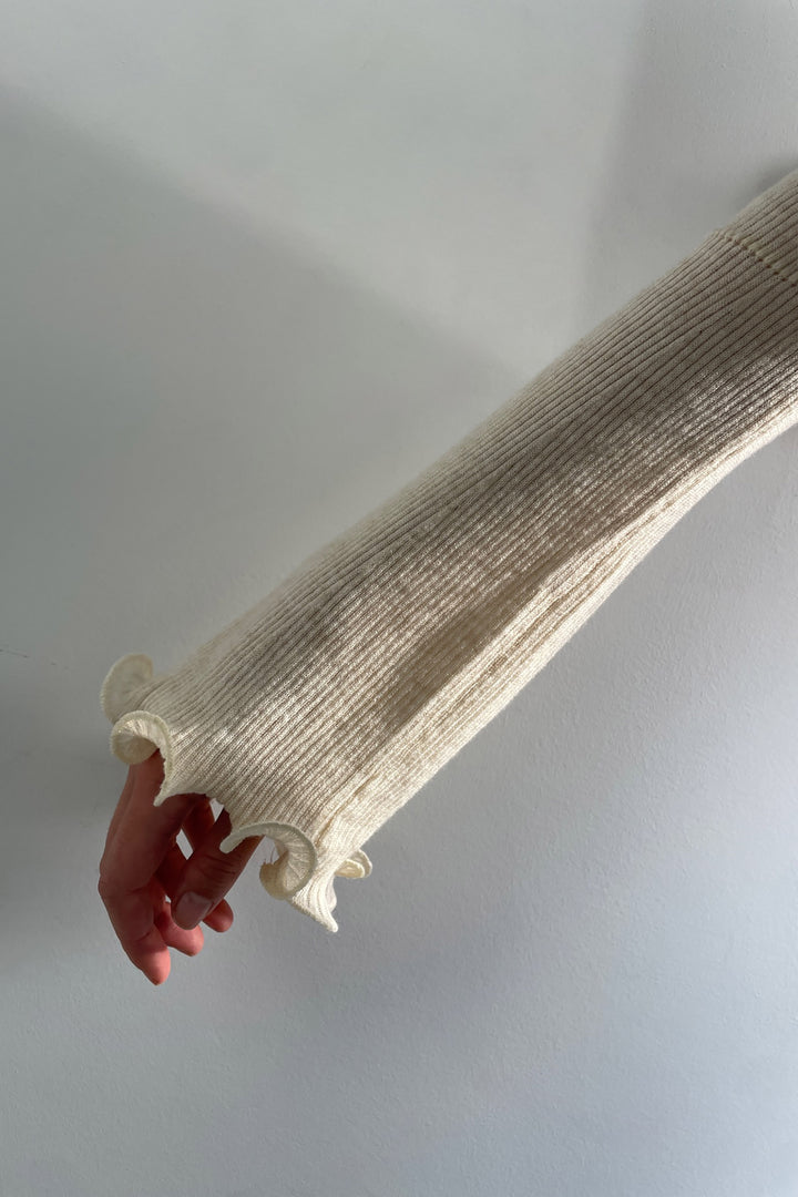TOP WITH RUFFLE DETAIL in Beige — alternate angle