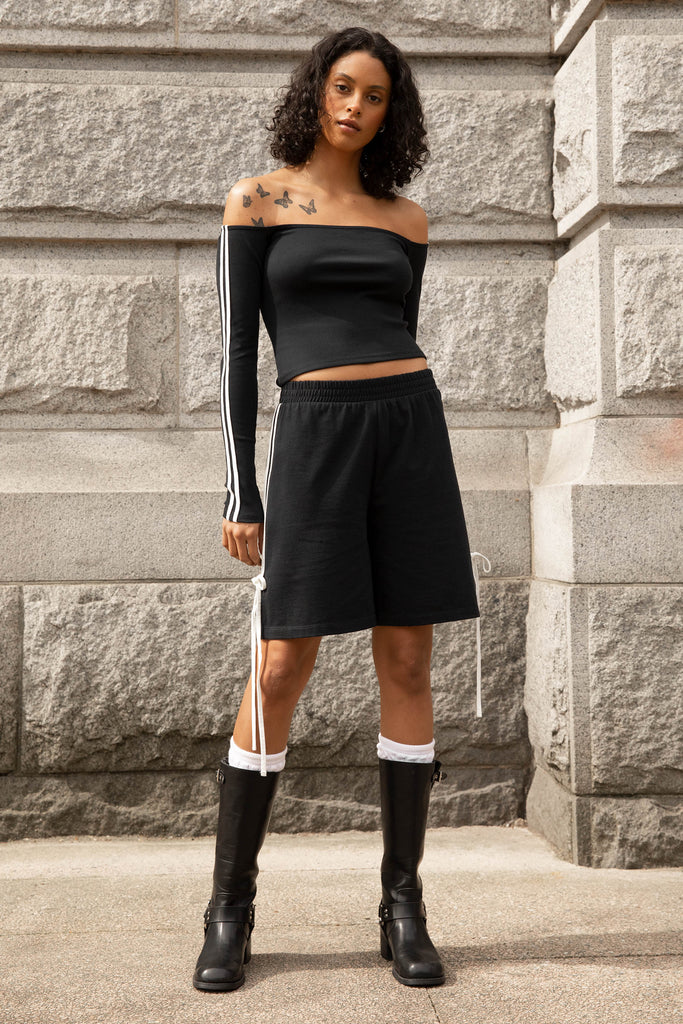 Off The Shoulder Top with Side Detail | OAK + FORT – OAK + FORT USA Off The Shoulder Top with Side Detail | OAK + FORT – OAK + FORT USA