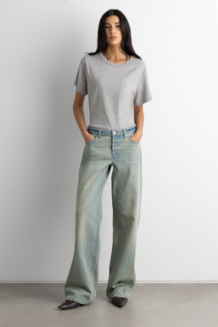 MIDWEIGHT CREWNECK T-SHIRT in MEDIUM GREY — alternate angle