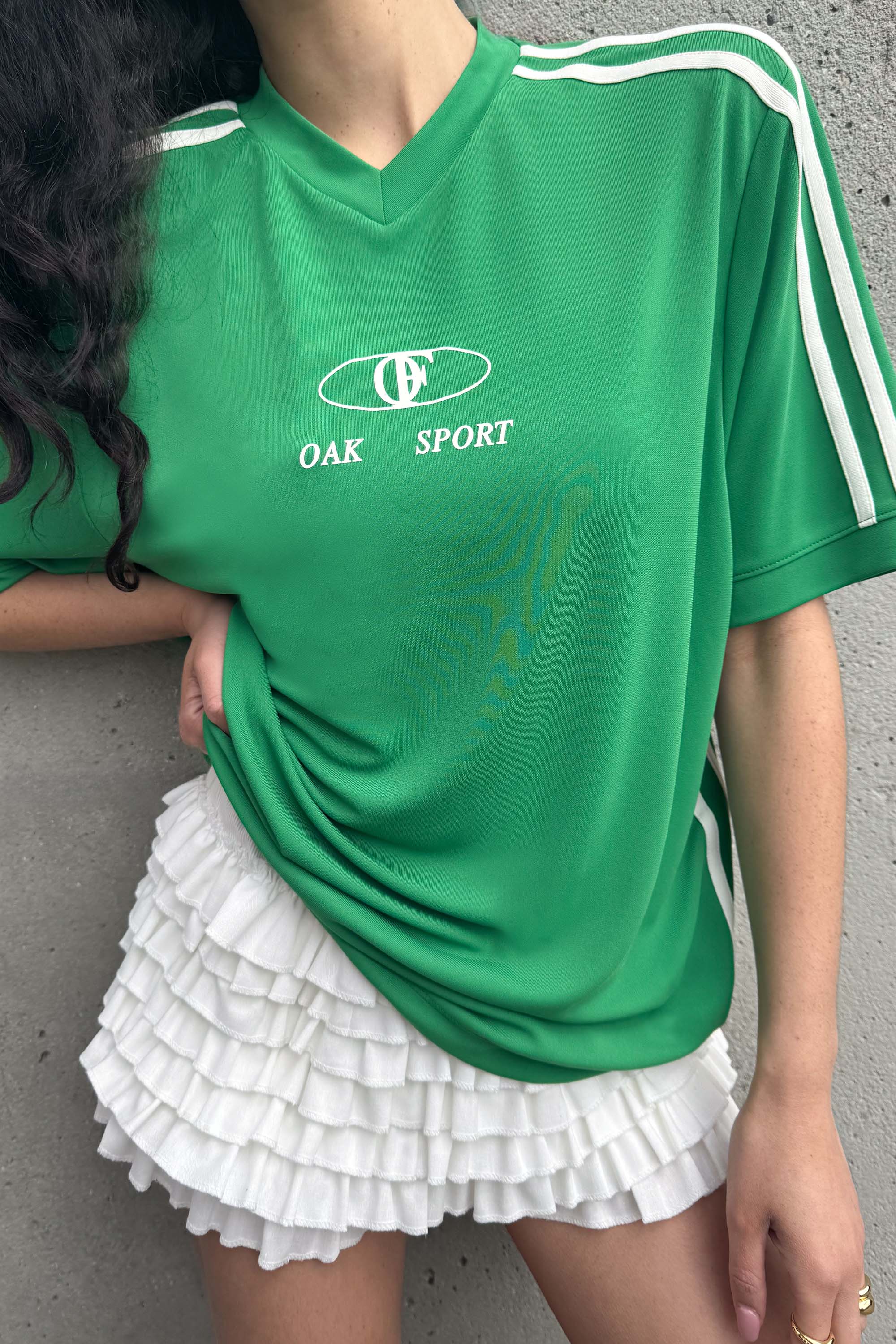 V-Neck Graphic Jersey Tee | OAK + FORT – OAK + FORT USA