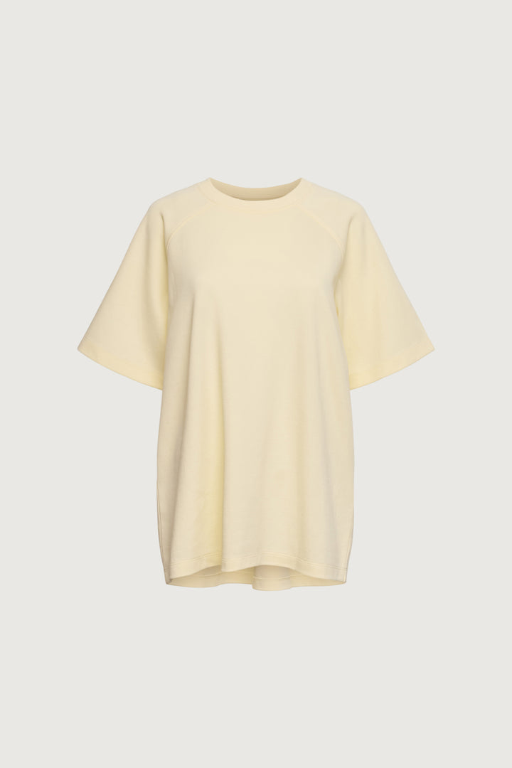 DOUBLE-KNIT COTTON BLEND RAGLAN T-SHIRT in Lemon — alternate angle