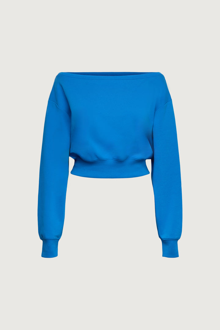 COTTON FRENCH TERRY CROPPED SWEATSHIRT in Skydiver — alternate angle