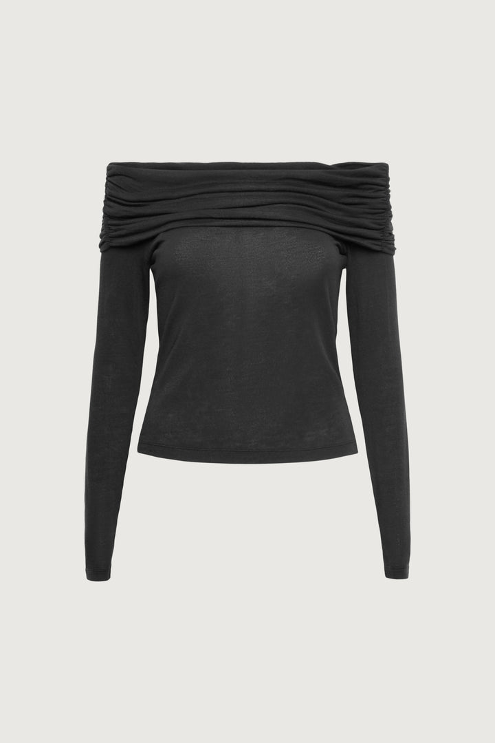 OFF THE SHOULDER LONG SLEEVE TOP in Black — alternate angle