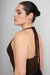 Deep neckline halter neck top in coffee bean — main image