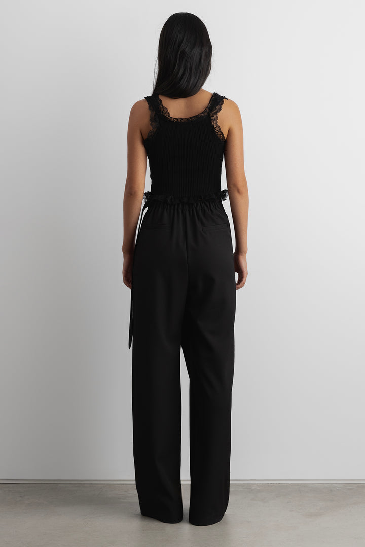 RUFFLED LACE TANK TOP in Black — alternate angle