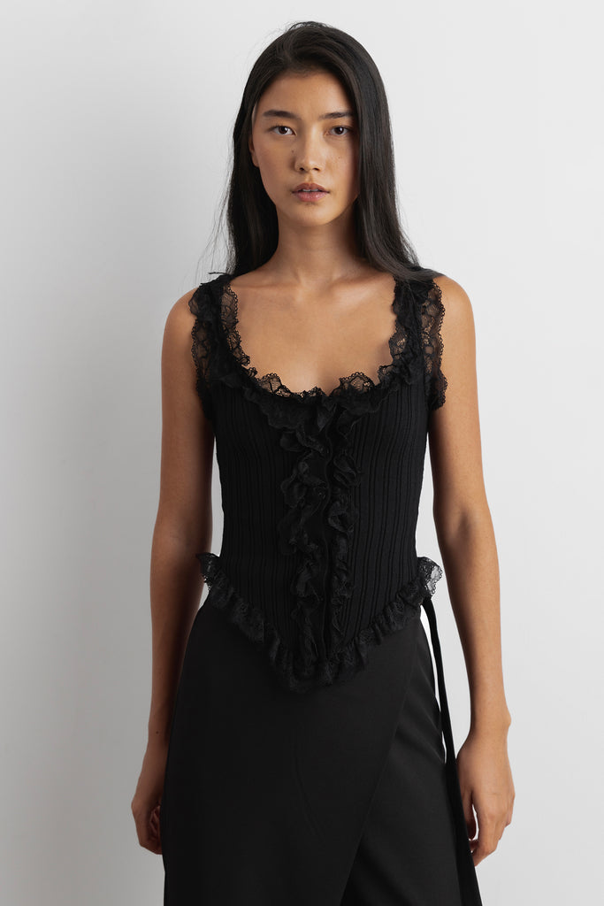 Ruffled Lace Tank Top | OAK + FORT White / Small Ruffled Lace Tank Top | OAK + FORT White / Small