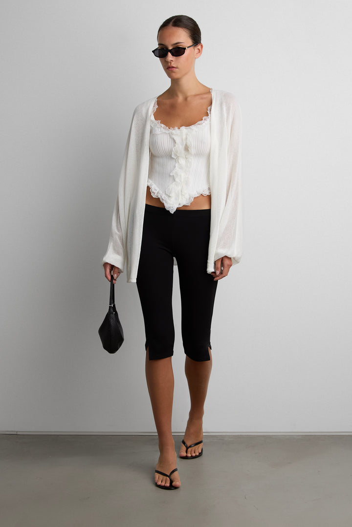 RUFFLED LACE TANK TOP in White — alternate angle