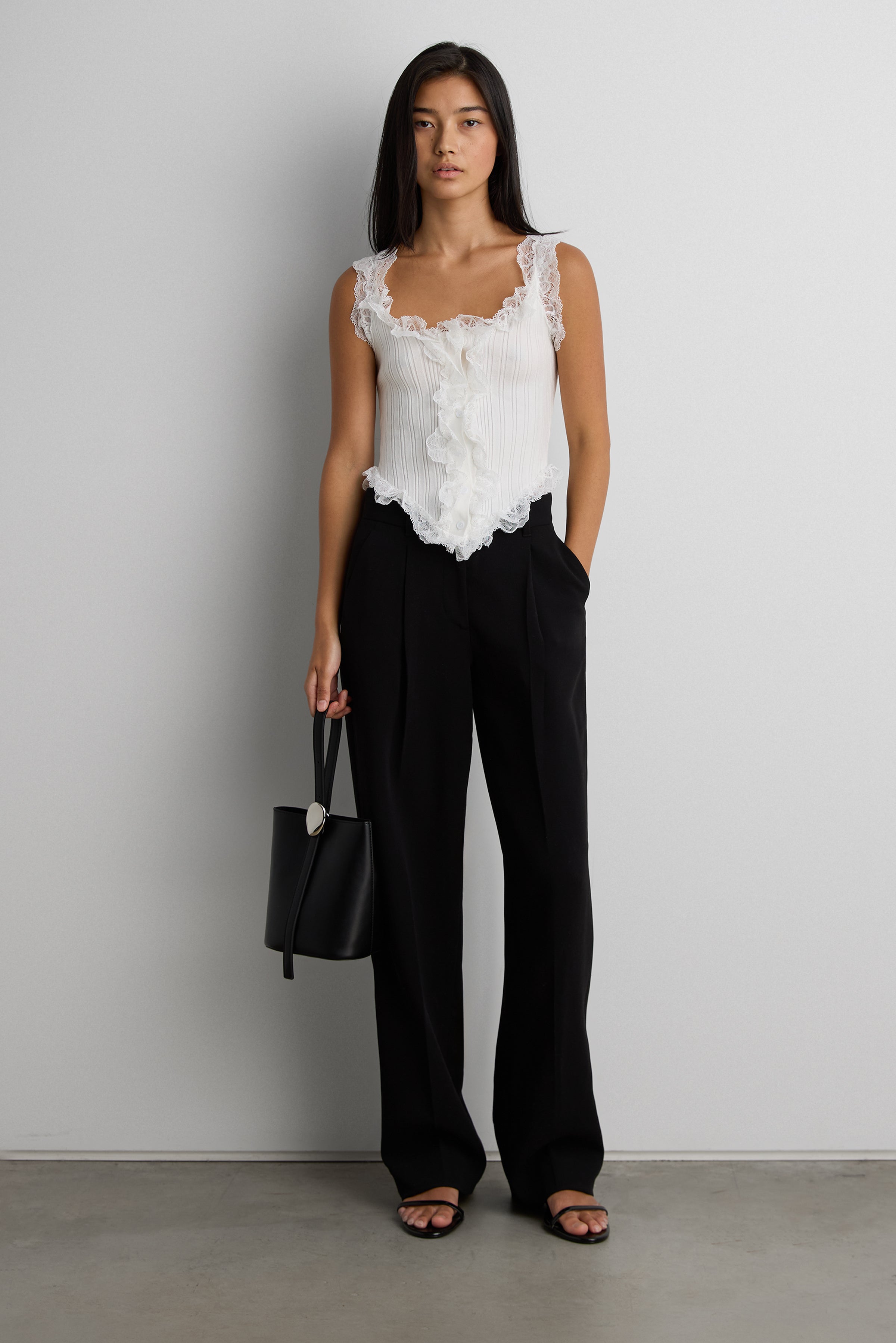 Ruffled Lace Tank Top | OAK + FORT – OAK + FORT USA