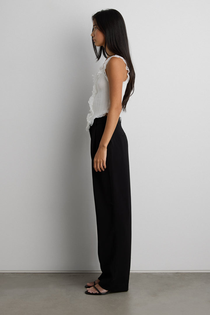 RUFFLED LACE TANK TOP in White — alternate angle