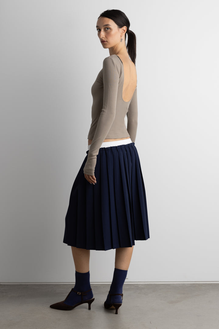 OPEN BACK LONG SLEEVE TOP in Brindle — alternate angle