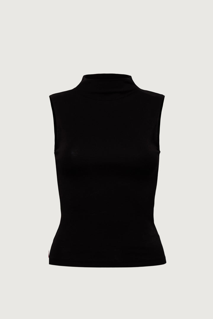CLOUD MOCKNECK TANK TOP in Black — alternate angle