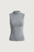 Fitted mockneck tank top in medium heather grey — main image